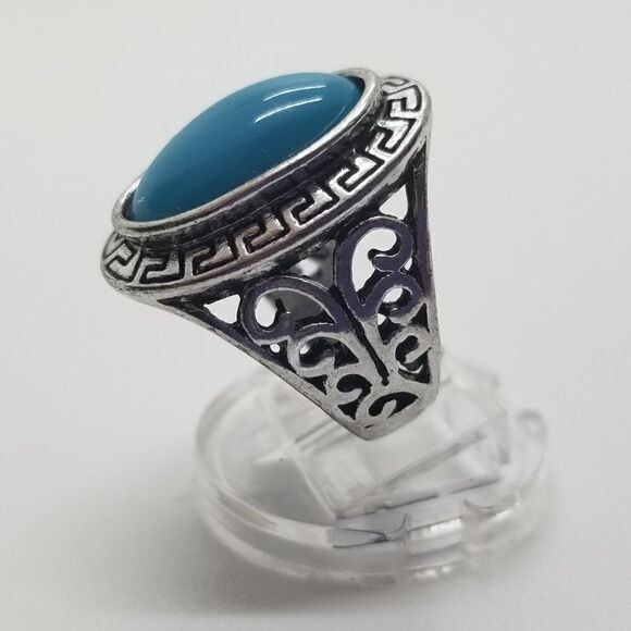 Silver Blue Stone Ring  - Picture 2 of 5